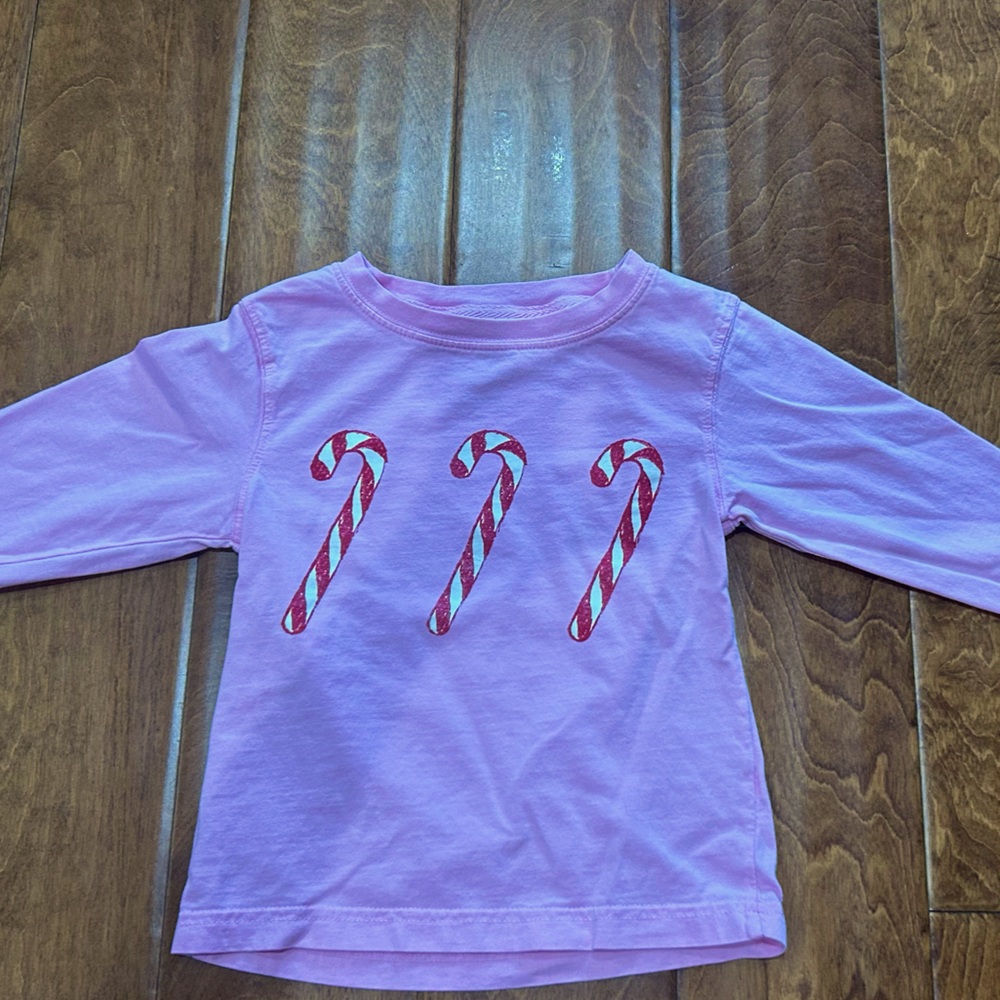 Size XXS Pink Candy Cane Mustard and Ketchup Kids Long Sleeve